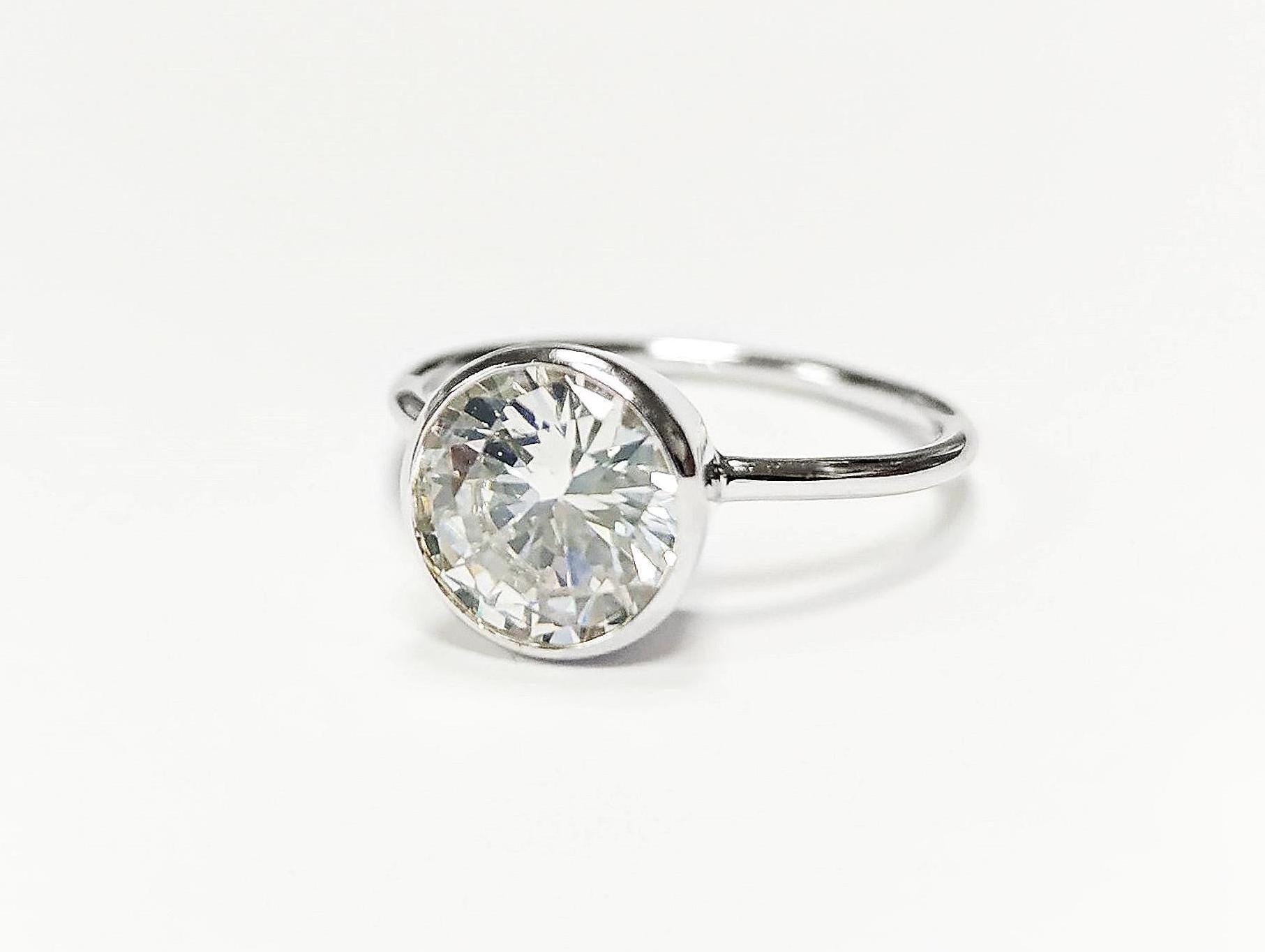 Big Solitaire Ring, Sterling Silver, 9mm 5ct Lab Diamonds Stone(CZ), Stacking ring, High Setting, Valentine's Day idea, woman gift