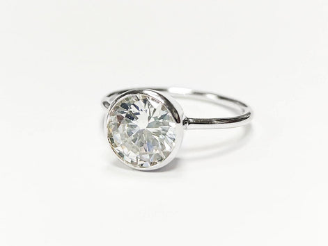 Big Solitaire Ring, Sterling Silver, 9mm 5ct Lab Diamonds Stone(CZ), Stacking ring, High Setting, Valentine's Day idea, woman gift