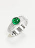 Bague agate verte, argent 925, pierre verte ronde, anneau texturé, bague design moderne, bijou minimaliste, idée cadeau pour elle