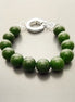 Big Green Agate Ball Bracelet, Sterling Silver Spring Clasp, Genuine Green Agate Stones Balls Beads, Gemstone Beaded 10mm Diameter Green