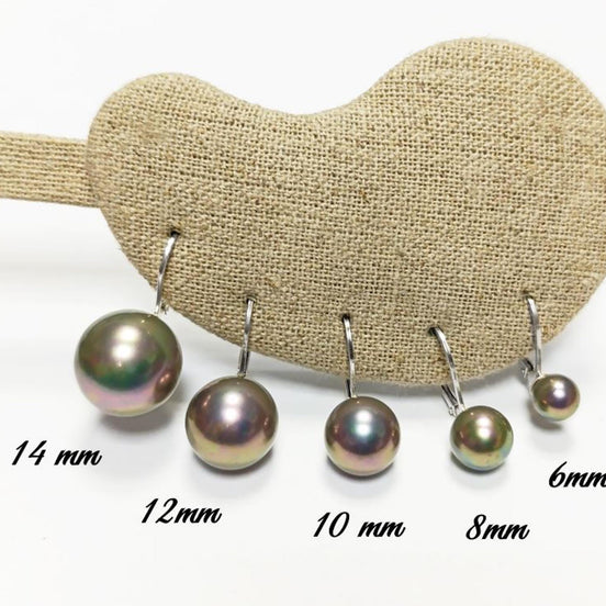 Tahitian Gray Pearl Drop Earrings • Sterling Silver Leverback, Handmade