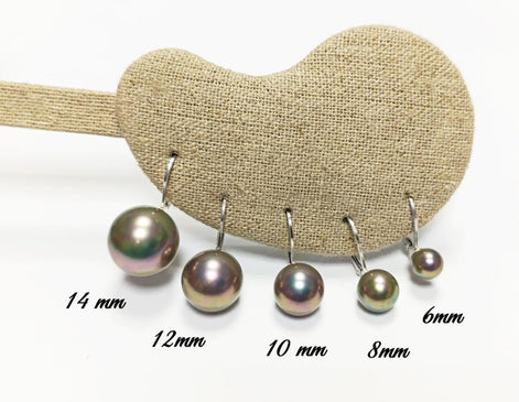 Tahitian Gray Pearl Drop Earrings • Sterling Silver Leverback, Handmade