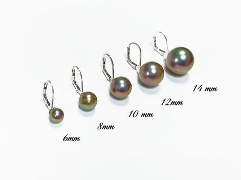 Tahitian Gray Pearl Drop Earrings • Sterling Silver Leverback, Handmade