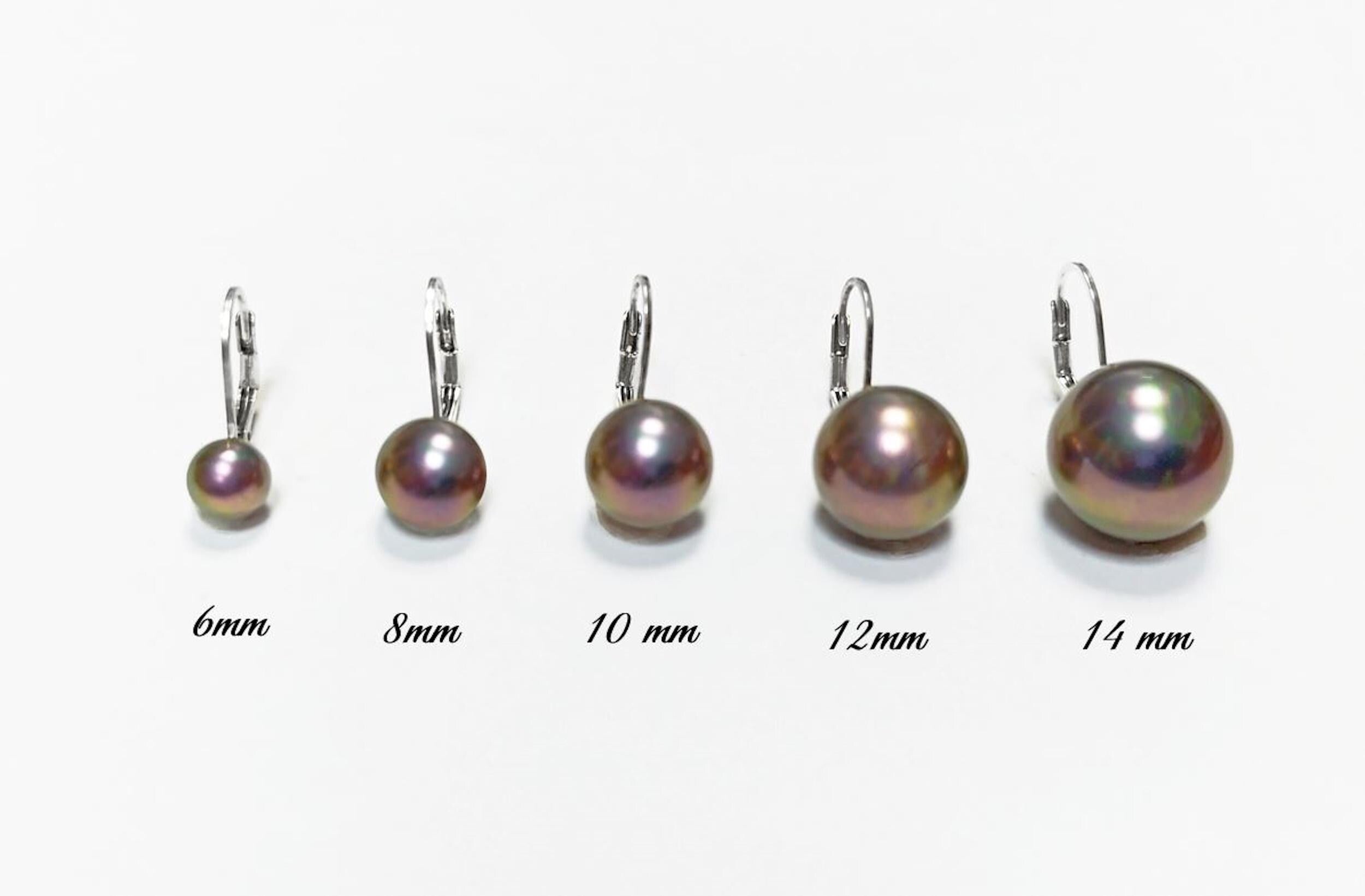Tahitian Gray Pearl Drop Earrings • Sterling Silver Leverback, Handmade
