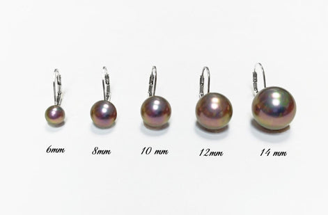 Tahitian Gray Pearl Drop Earrings • Sterling Silver Leverback, Handmade