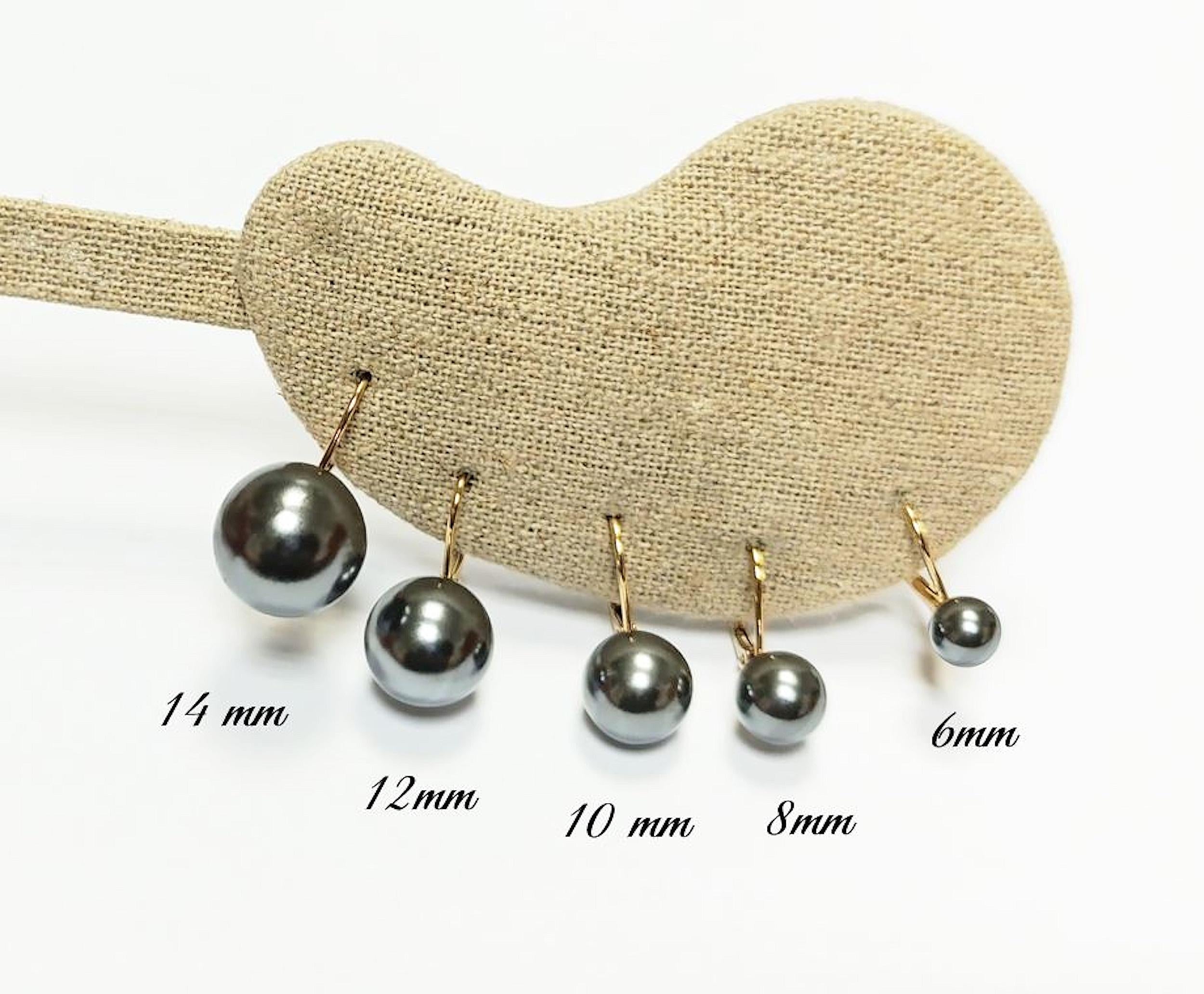 Classic Gray Pearl Drop Earrings by KRAMIKE • Timeless Gold-Plated lever back 6 to 18mm Pearls • Ideal for Weddings or Everyday Wear •KE050