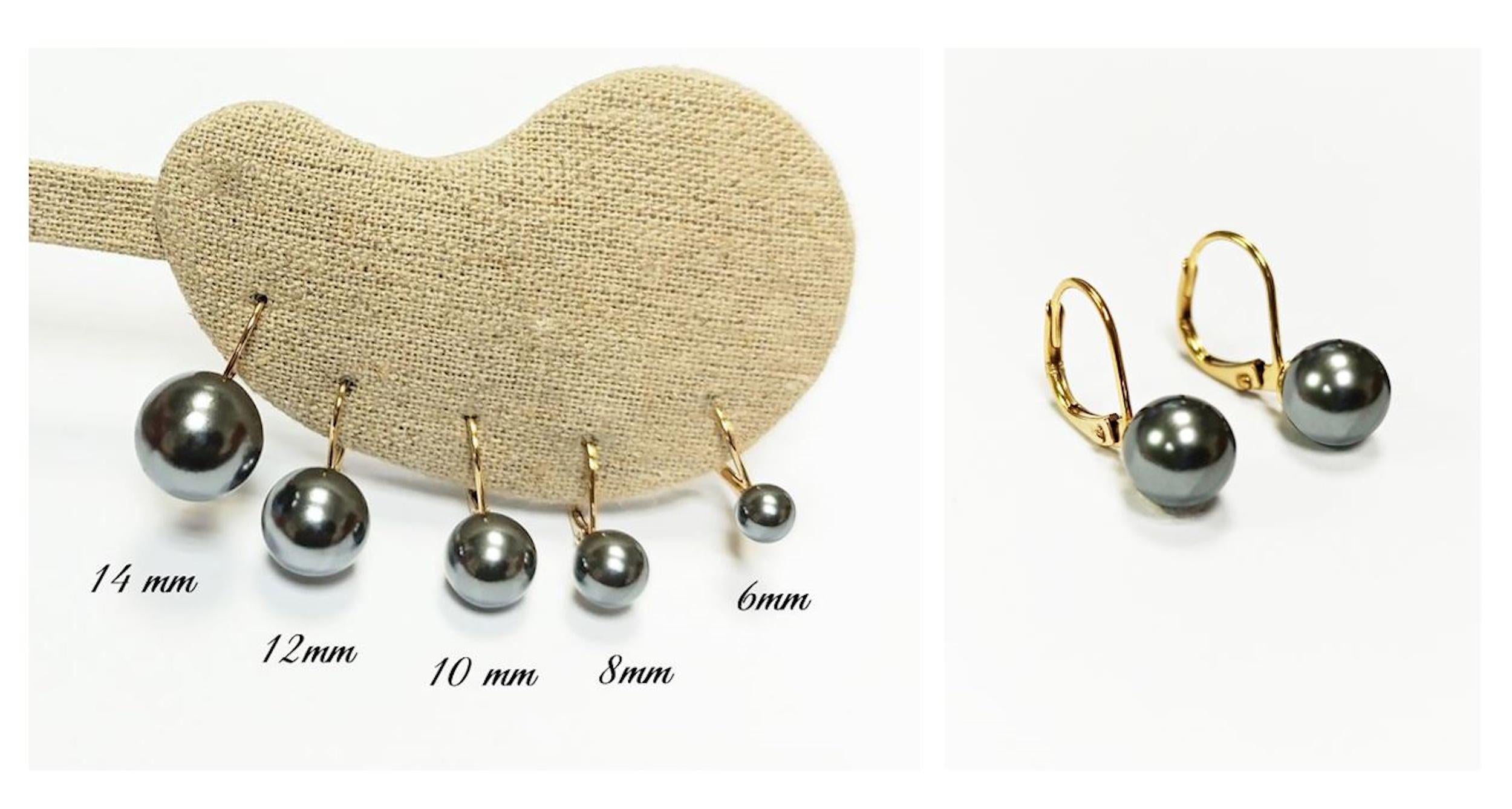 Classic Gray Pearl Drop Earrings by KRAMIKE • Timeless Gold-Plated lever back 6 to 18mm Pearls • Ideal for Weddings or Everyday Wear •KE050