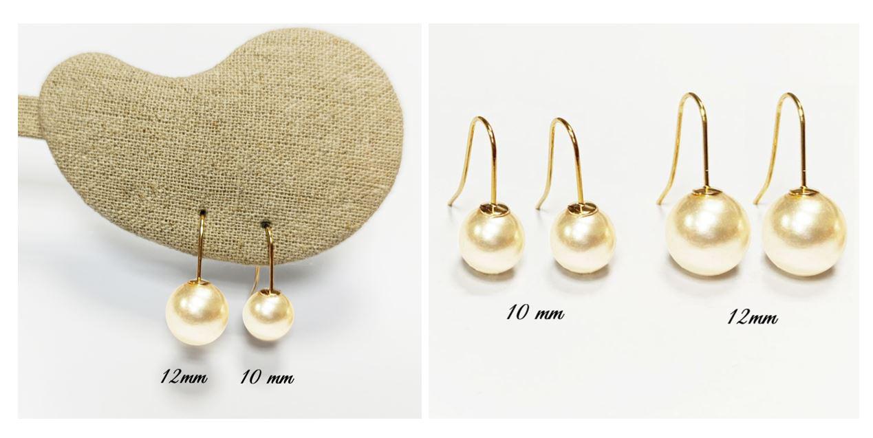 Pearl Hook Earrings • Gold Plated 18K Drop Hooks • 10 or 12mm Creamy White Shell Pearls • Chic Timeless jewelry for Wedding or Everyday Wear