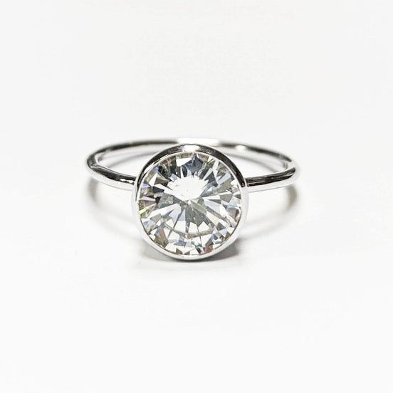 Big Solitaire Ring, Sterling Silver, 9mm 5ct Lab Diamonds Stone(CZ), Stacking ring, High Setting, Valentine's Day idea, woman gift