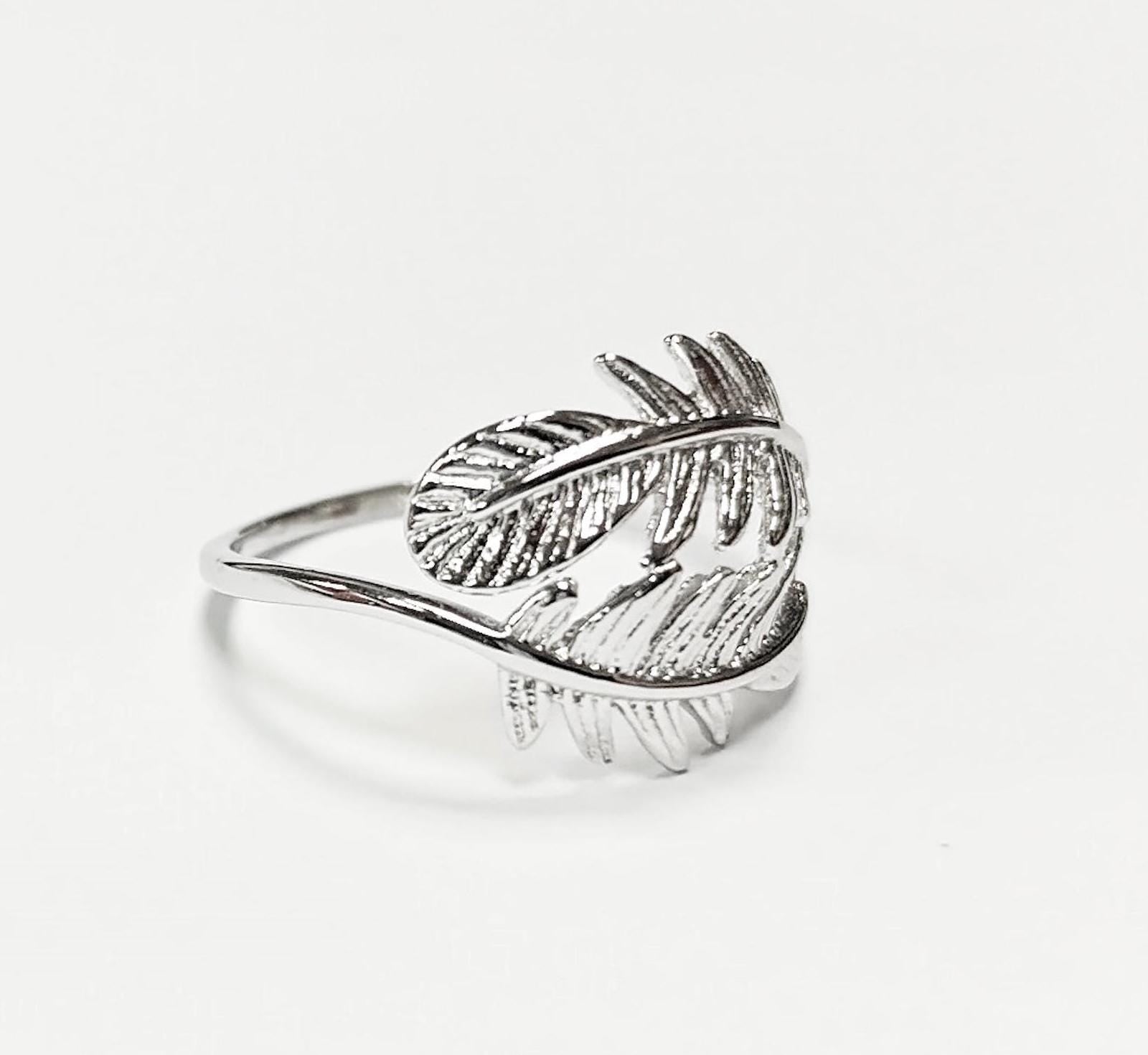 Feather Ring, Sterling Silver 925, Native inspired Double Feathers Jewelry, Dainty Bird Ring, Wanderlust Band Ring, Liberty Nature Jewelry