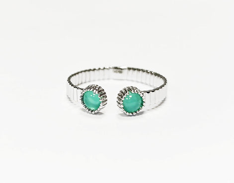 Bague Argent ouverte pierre verte