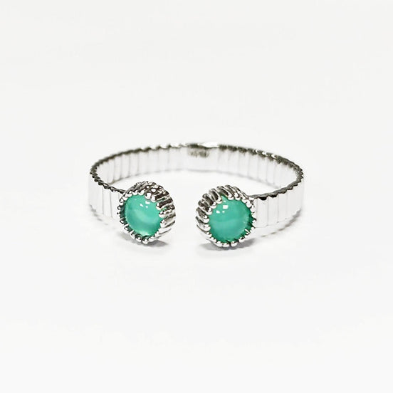 Bague Argent ouverte pierre verte