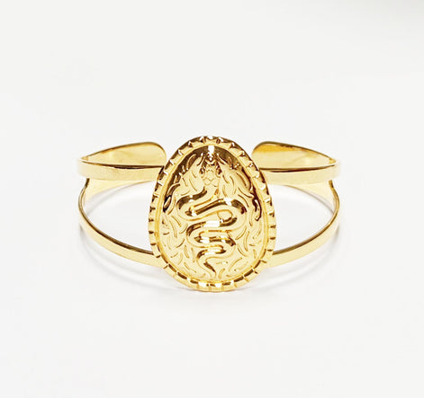 Gold Snake Cuff Bracelet • 18K Gold Plated Open Bangle • Native-Inspired Powerful Serpent Symbol of Fertility & Rebirth Jewelry • Women Gift