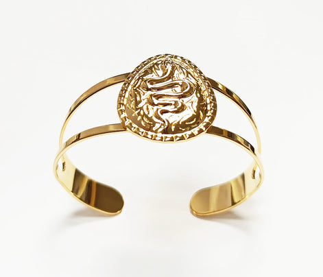 Gold Snake Cuff Bracelet • 18K Gold Plated Open Bangle • Native-Inspired Powerful Serpent Symbol of Fertility & Rebirth Jewelry • Women Gift