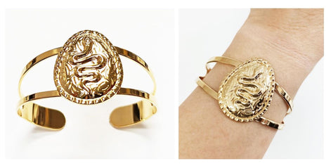 Gold Snake Cuff Bracelet • 18K Gold Plated Open Bangle • Native-Inspired Powerful Serpent Symbol of Fertility & Rebirth Jewelry • Women Gift