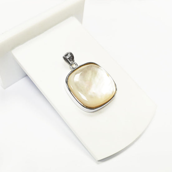 Contemporary Square Pendant - Sterling Silver Pendant - Mother of Pearl - Filigree - shabby chic pendant - Unique Pendant - design Pendant
