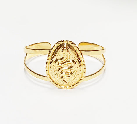 Gold Snake Cuff Bracelet • 18K Gold Plated Open Bangle • Native-Inspired Powerful Serpent Symbol of Fertility & Rebirth Jewelry • Women Gift