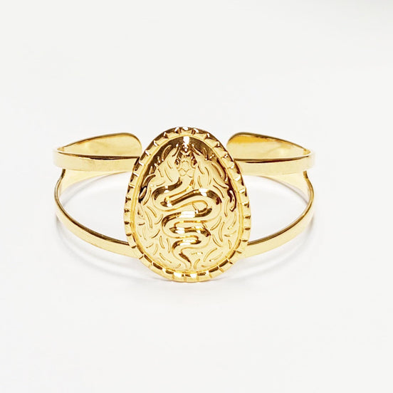 Gold Snake Cuff Bracelet • 18K Gold Plated Open Bangle • Native-Inspired Powerful Serpent Symbol of Fertility & Rebirth Jewelry • Women Gift