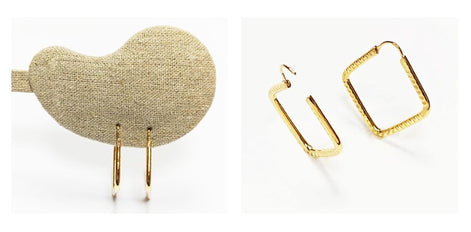Textured Square Hoop Earrings • 18K Gold-Plated Geometric Hoops • Lightweight Modern Jewelry
