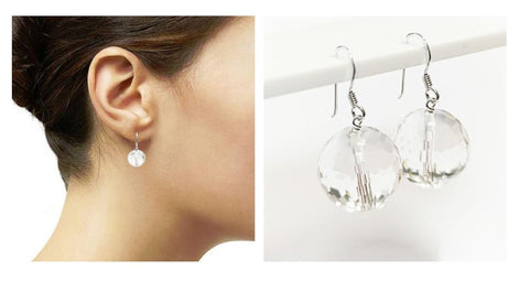 Crystal Balls Drop Earrings • Sterling Silver 925 Hook and Dangle Faceted Ball Beads • Minimalist Everyday Jewelry for Women • Elegant Gift