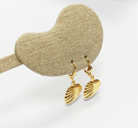 Gold Leaf Dangle Earrings • 18K gold-plated Textured Lever Back • Timeless Jewelry Gift for Her