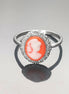 Cameo Ring - Sterling Silver Red and white Resin Stone Cameo - Vintage Victorian Jewelry