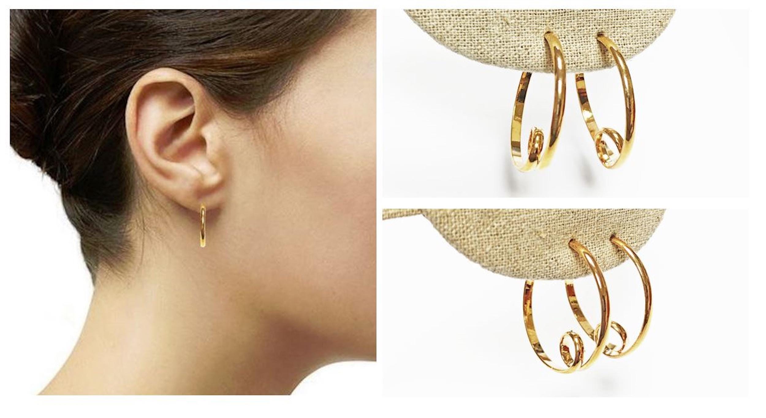 Gold Spiral Hoop Earrings • 18K Gold Plated Open Twisted Swirl Round Circle Stud Hoops • Looping Coil Scroll Loop Jewelry • Gift for Her