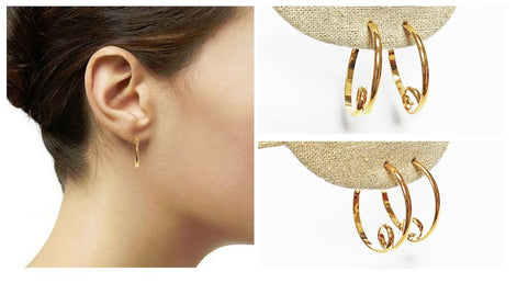 Gold Spiral Hoop Earrings • 18K Gold Plated Open Twisted Swirl Round Circle Stud Hoops • Looping Coil Scroll Loop Jewelry • Gift for Her