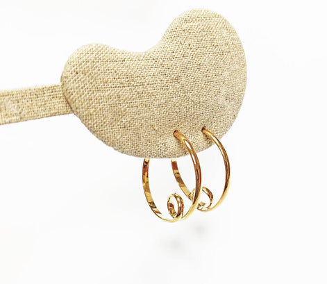 Gold Spiral Hoop Earrings • 18K Gold Plated Open Twisted Swirl Round Circle Stud Hoops • Looping Coil Scroll Loop Jewelry • Gift for Her