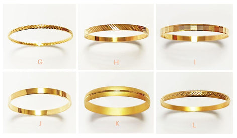 Bangle Bracelet 18K Gold Plated. Closed Round Rigid Cuff Bracelet • Stackable14 Different Models Geometric Textured Stacking Bangles