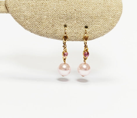 Drop Color Pearl Earrings • Elegant Pearl Dangle 18K Gold Plated Earrings with Cz stones in Multiple Colors • Perfect Jewelry Gift for Her