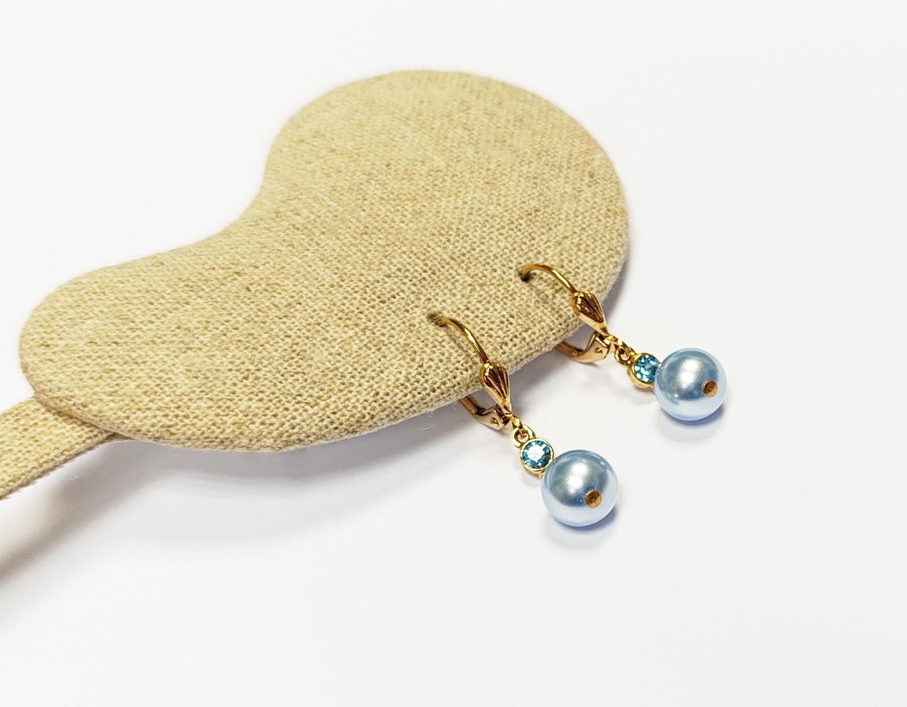 Drop Color Pearl Earrings • Elegant Pearl Dangle 18K Gold Plated Earrings with Cz stones in Multiple Colors • Perfect Jewelry Gift for Her