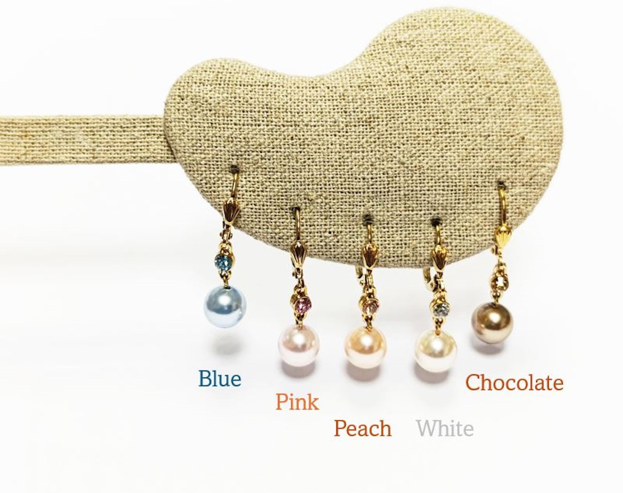 Drop Color Pearl Earrings • Elegant Pearl Dangle 18K Gold Plated Earrings with Cz stones in Multiple Colors • Perfect Jewelry Gift for Her