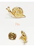 Gold Snail Pin • Gilding Fine Gold & Crystal Brooch • Accessory for Jacket, Bags or Lapel • Symbol of Patience, Protection, and Knowledge