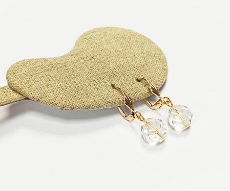 Crystal Balls Earrings • 18K Gold Plated Lever Back Hooks and Dangle Faceted Ball Beads • Minimalist Everyday Jewelry for Women • Bold Gift