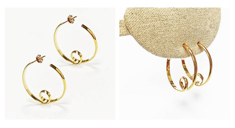 Gold Spiral Hoop Earrings • 18K Gold Plated Open Twisted Swirl Round Circle Stud Hoops • Looping Coil Scroll Loop Jewelry • Gift for Her