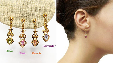 Modern Victorian-Inspired Drop Earrings • Gold-Plated Elegant Design Filigree and Pink Cz Stone • Women Glam Jewelry • Unique Gift for Her