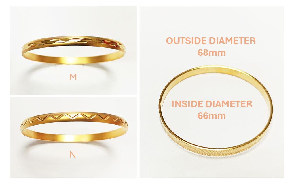 Bangle Bracelet 18K Gold Plated. Closed Round Rigid Cuff Bracelet • Stackable14 Different Models Geometric Textured Stacking Bangles
