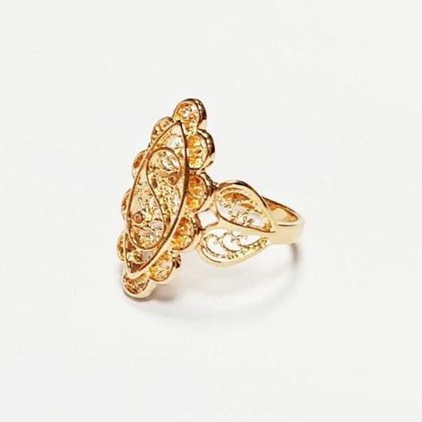 Marquise Filigree Ring • 18K Gold Plated • Art Deco Lace-Inspired Design • Vintage Floral Filigree Glam Jewelry • Statement Gift for Woman