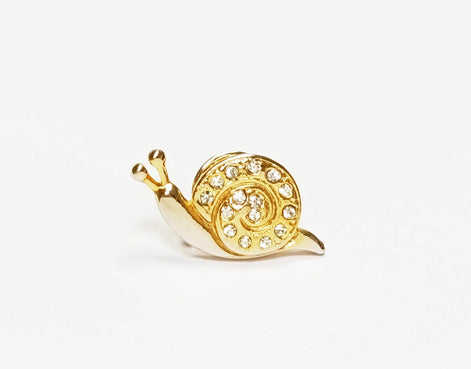 Gold Snail Pin • Gilding Fine Gold & Crystal Brooch • Accessory for Jacket, Bags or Lapel • Symbol of Patience, Protection, and Knowledge