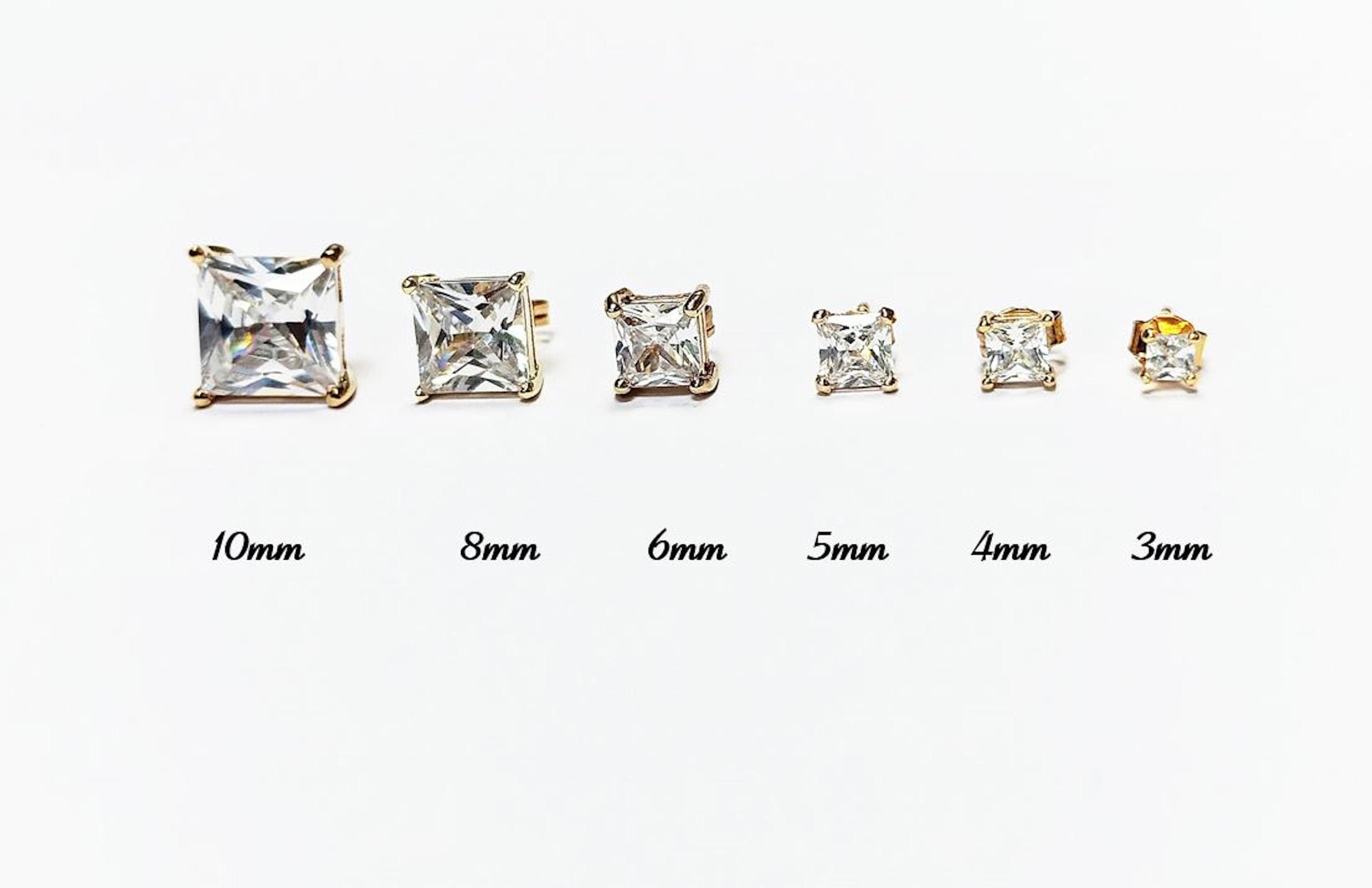 Gold Square Diamond Studs • Prong Set Stud Earrings • Minimalist Classic Jewelry• Unisex Gift