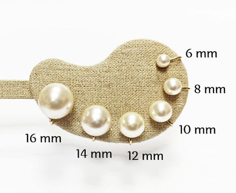 Pearl Discreet CLIP ON Earrings • 18K Gold Plated • Classic Diameter 6 to 16mm White Shell Pearls Non-Pierced Ears • for Wedding or Everyday