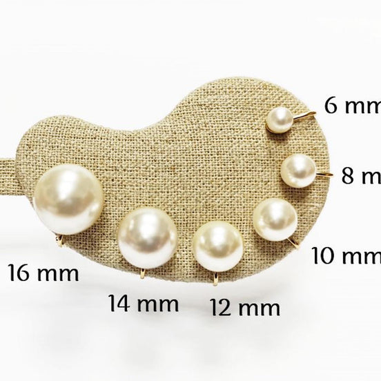 Pearl Discreet CLIP ON Earrings • 18K Gold Plated • Classic Diameter 6 to 16mm White Shell Pearls Non-Pierced Ears • for Wedding or Everyday