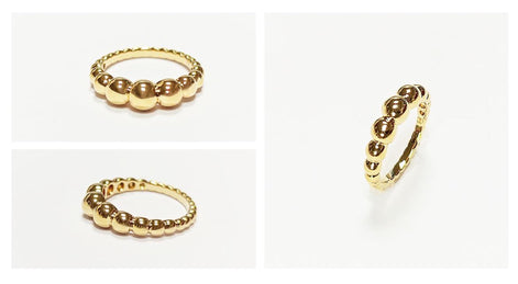 Beaded Ball Gold Ring • Gold Plated 18K • Modern Textured Balls Bead Band • Stackable Minimalist Geometric Jewelry • Elegant for Daily Wear