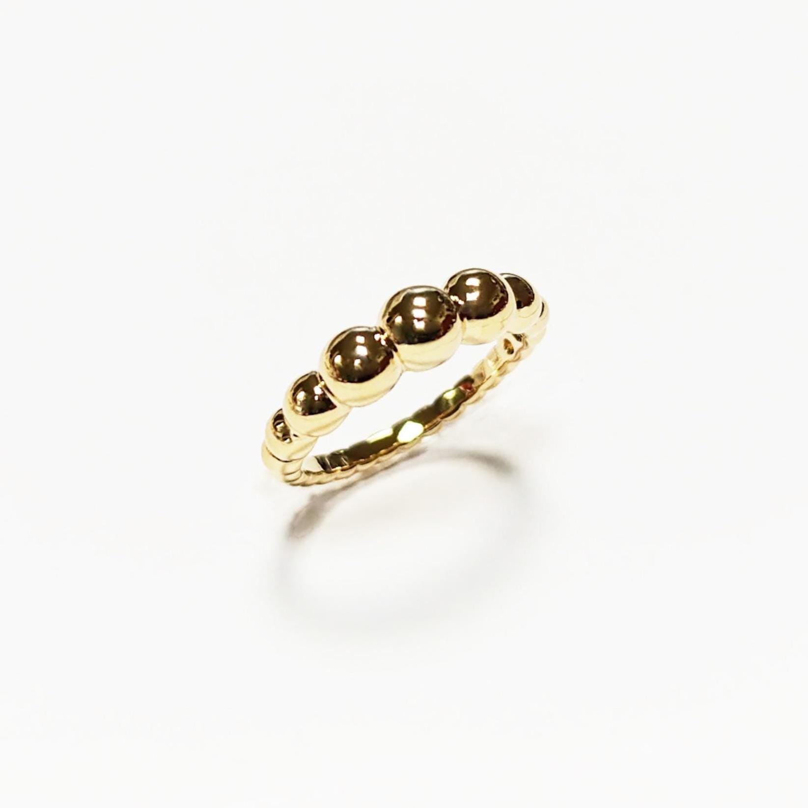 Beaded Ball Gold Ring • Gold Plated 18K • Modern Textured Balls Bead Band • Stackable Minimalist Geometric Jewelry • Elegant for Daily Wear