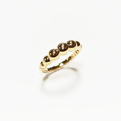 Beaded Ball Gold Ring • Gold Plated 18K • Modern Textured Balls Bead Band • Stackable Minimalist Geometric Jewelry • Elegant for Daily Wear