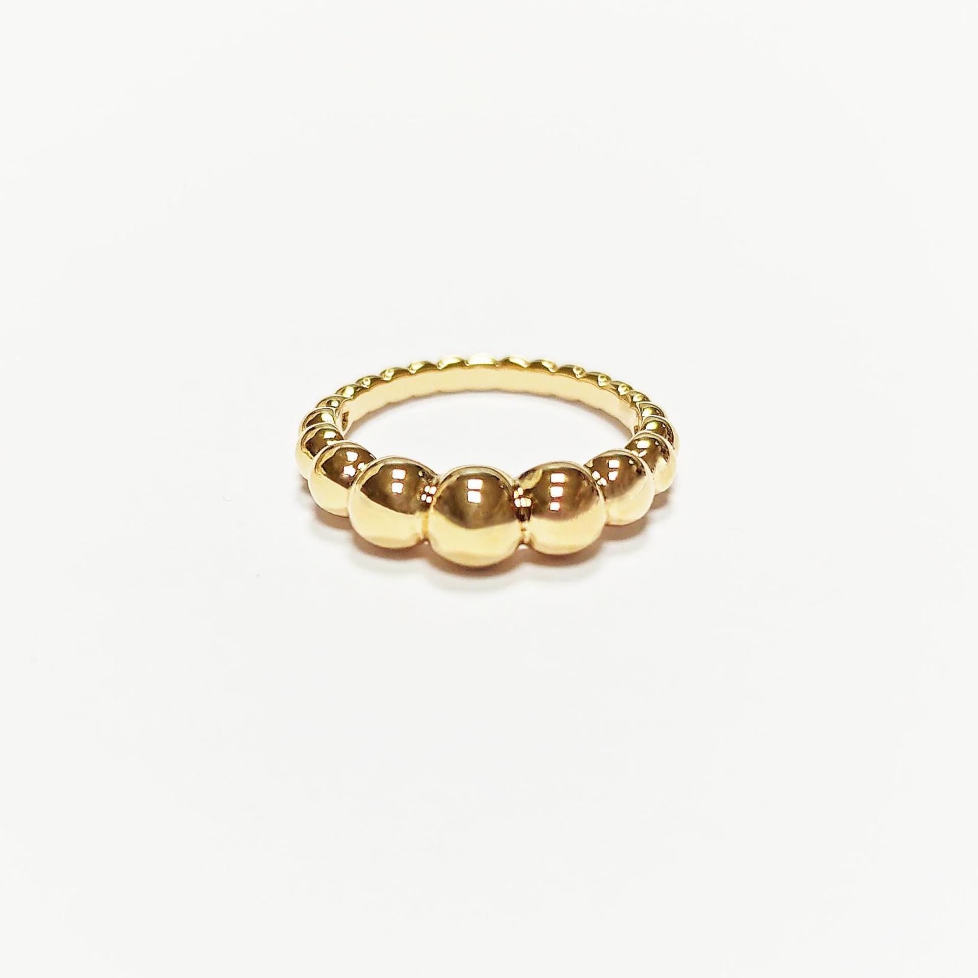 Beaded Ball Gold Ring • Gold Plated 18K • Modern Textured Balls Bead Band • Stackable Minimalist Geometric Jewelry • Elegant for Daily Wear