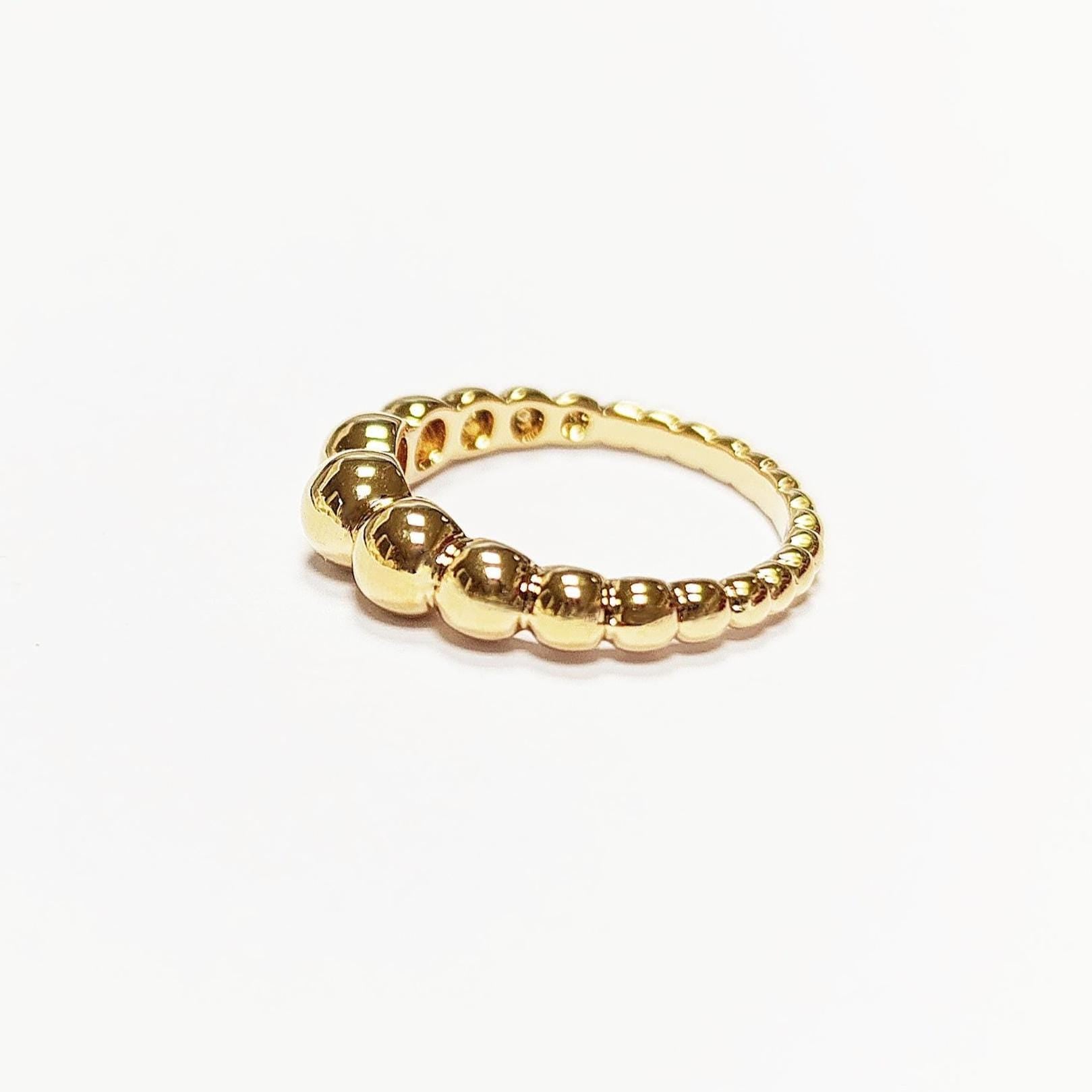 Beaded Ball Gold Ring • Gold Plated 18K • Modern Textured Balls Bead Band • Stackable Minimalist Geometric Jewelry • Elegant for Daily Wear