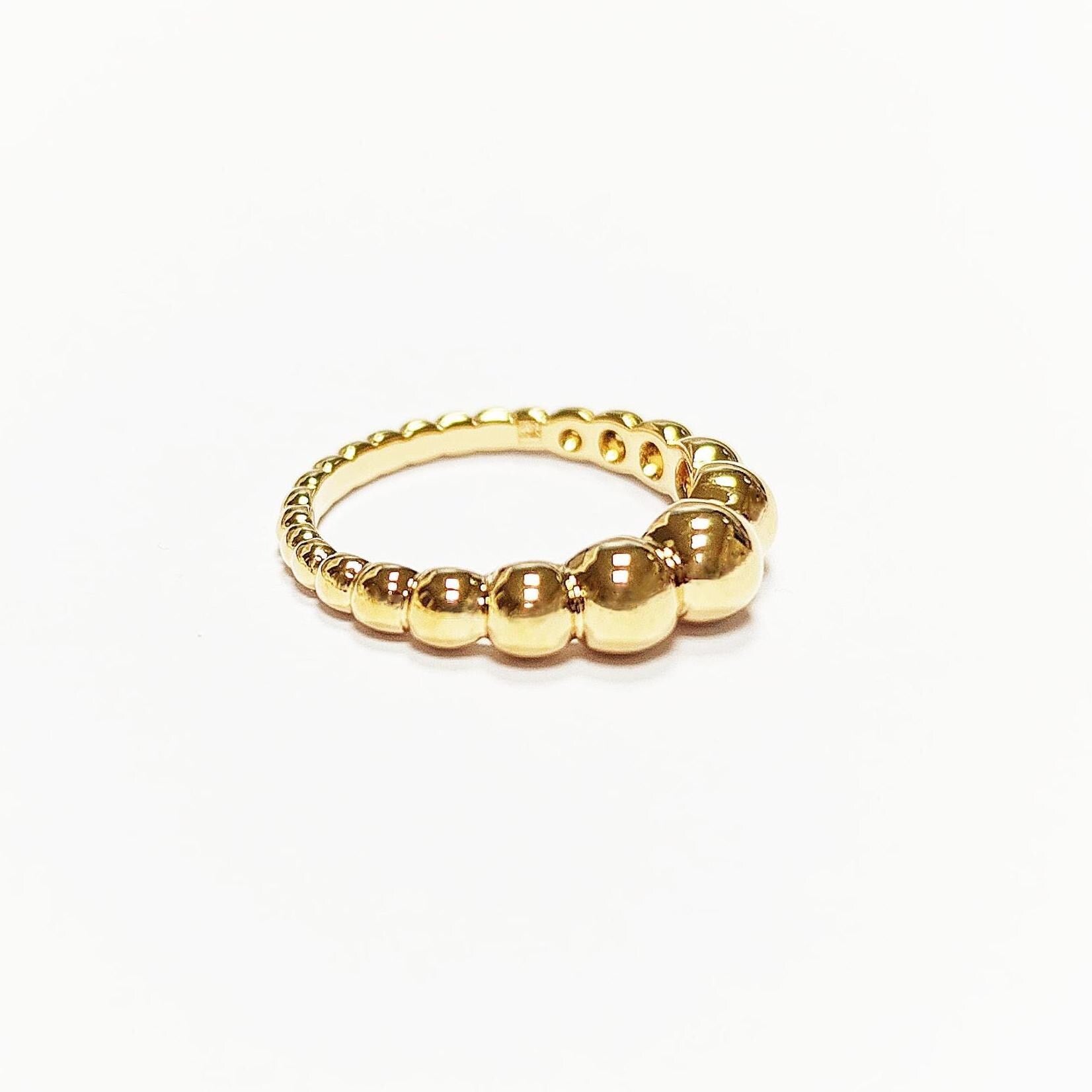 Beaded Ball Gold Ring • Gold Plated 18K • Modern Textured Balls Bead Band • Stackable Minimalist Geometric Jewelry • Elegant for Daily Wear