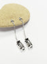 Drop Tiki Earrings 925• Sterling Silver Tribal Totem Dangle Earrings • Exotic Polynesian-Inspired Engraved Theme Jewelry • For Women & Men